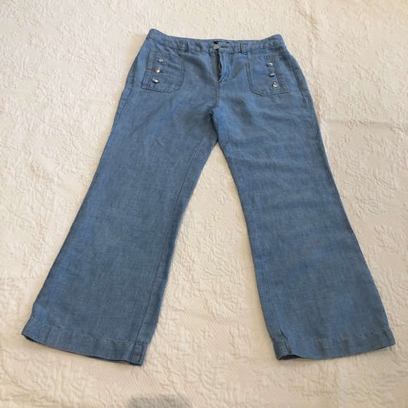 Massimo dutti soft Demin wide leg pants sz 4 buttoned front pockets - Picture 1 of 10